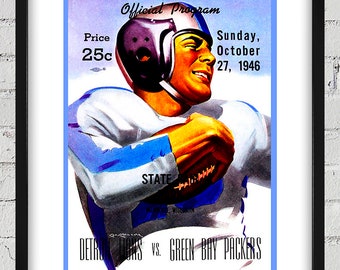 1946 Vintage Detroit Lions - Green Bay Packers Football Program Cover - Digital Reproduction