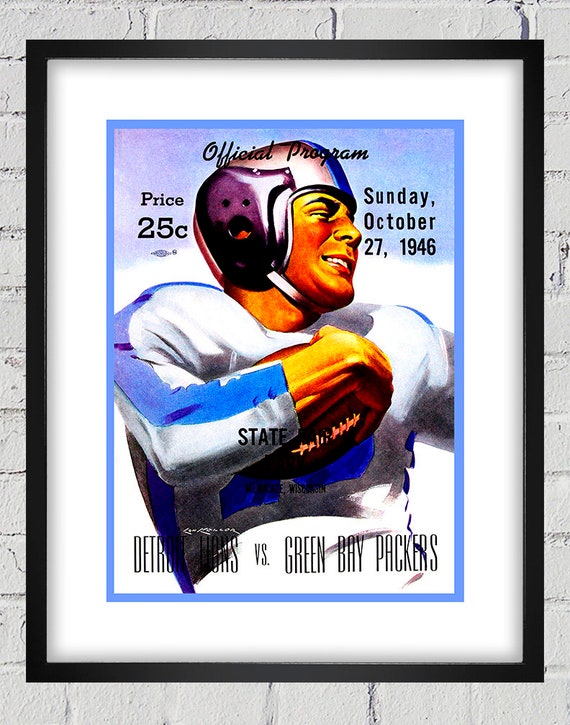 1946 Vintage Detroit Lions - Green Bay Packers Football Program Cover - Digital Reproduction