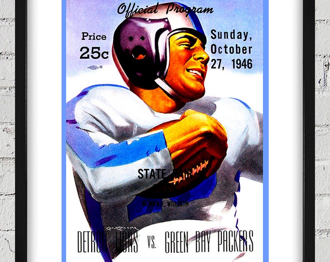 Featured listing image: 1946 Vintage Detroit Lions - Green Bay Packers Football Program Cover - Digital Reproduction