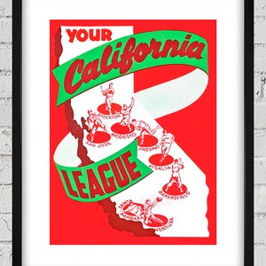 1949 Vintage California League Baseball Program Cover - Digital Reproduction