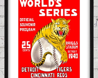 1940 Vintage Cincinnati Reds - Detroit Tigers World Series Program Cover - Digital Reproduction