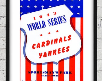 1943 Vintage New York Yankees - St Louis Cardinals World Series Program Cover - Digital Reproduction