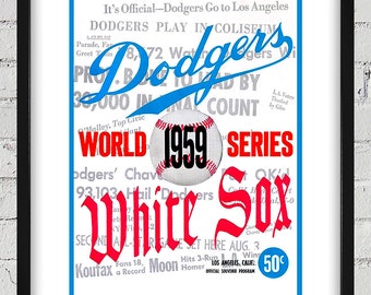 1959 Vintage Chicago White Sox - Los Angeles Dodgers World Series Program Cover - Digital Reproduction