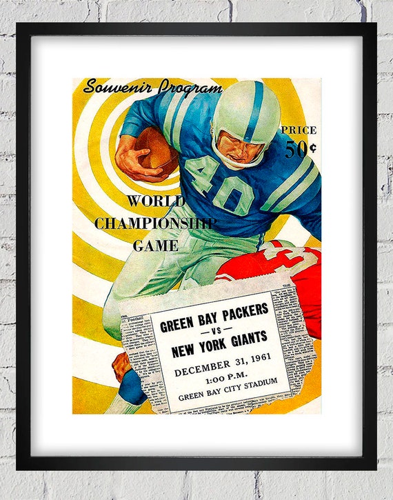 1961 Vintage New York Giants - Green Packers Football Program Cover - World Championship - Digital Reproduction