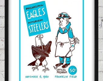1960 Vintage Philadelphia Eagles - Pittsburgh Steelers Football Program Cover - Digital Reproduction