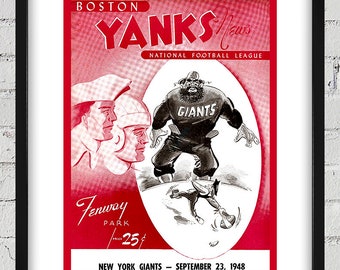 1948 New York Giants - Boston Yanks Football Program Cover - Digital Reproduction