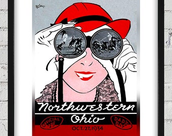 1934 Vintage Northwestern-Ohio State Football Program Cover - Digital Reproduction