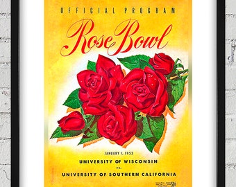 1953 Vintage Rose Bowl - USC Trojans - Wisconsin Badgers Football Program Cover - Digital Reproduction