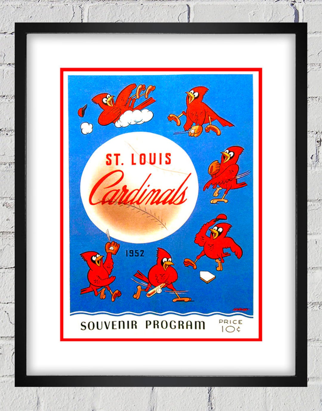 1952 Vintage St. Louis Cardinals Baseball Program Cover 