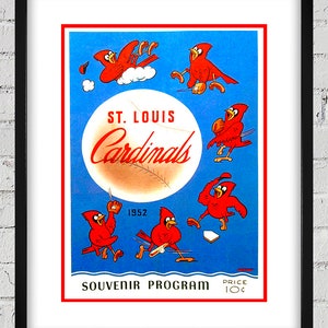 1952 Vintage St. Louis Cardinals Baseball Programm Cover - Digitale Reproduktion