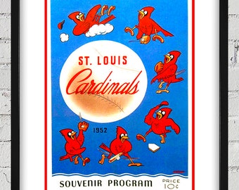 1952 Vintage St. Louis Cardinals Baseball Program Cover - Digital Reproduction