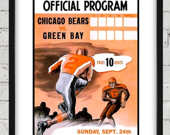 1944 Vintage Chicago Bears - Green Bay Packers Football Program Cover - Digital Reproduction