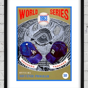 1963 Vintage New York Yankees  - Los Angeles Dodgers World Series Program Cover - Digital Reproduction