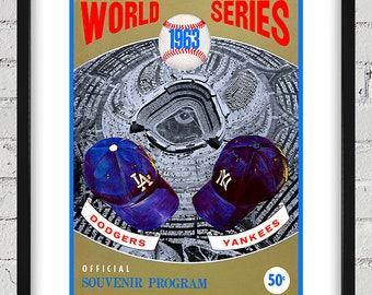 1963 Vintage New York Yankees  - Los Angeles Dodgers World Series Program Cover - Digital Reproduction