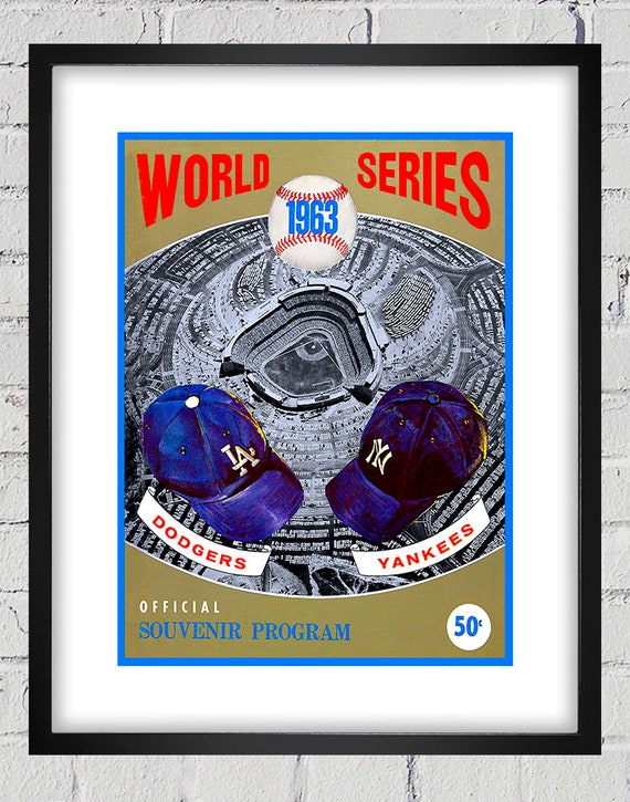 1963 Vintage New York Yankees  - Los Angeles Dodgers World Series Program Cover - Digital Reproduction