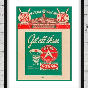1935 Vintage Wrigley Field Program Cover- Los Angeles - Digital Reproduction