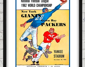 1962 Vintage Green Bay Packers -New York Giants - World Championship Program Cover - Digital Reproduction