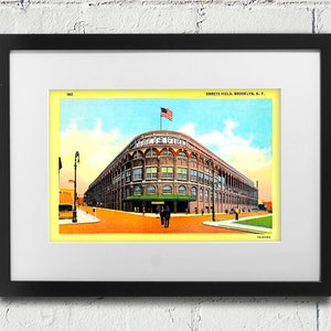 Postal vintage de los Dodgers de Brooklyn con vista a la calle en Ebbets Field - Reproducción digital