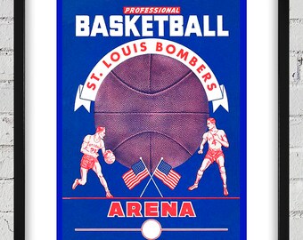 1949- 1950 Vintage St Louis Bombers Basketball Program Cover - Digital Reproduction