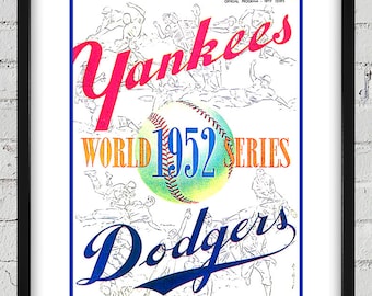 1952 Vintage New York Yankees - Brooklyn Dodgers World Series Program Cover - Digital Reproduction