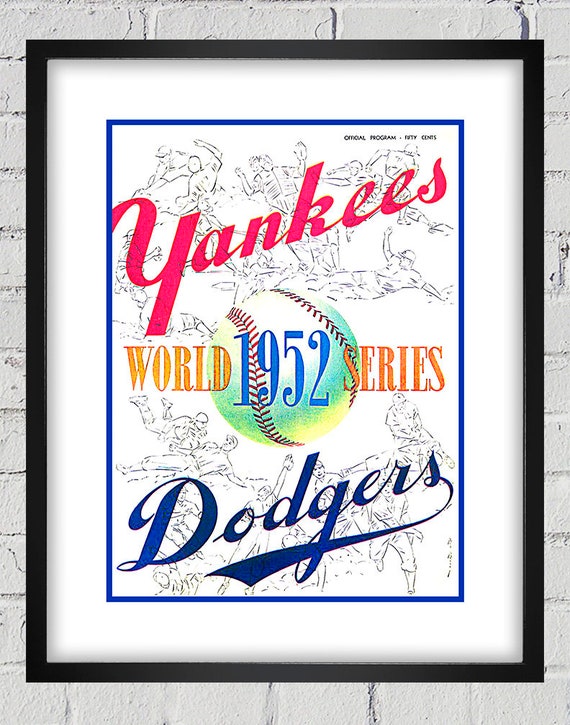 1952 Vintage New York Yankees - Brooklyn Dodgers World Series Program Cover - Digital Reproduction