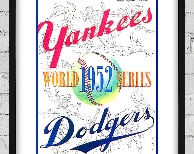 Featured listing image: 1952 Vintage New York Yankees - Brooklyn Dodgers World Series Program Cover - Digital Reproduction