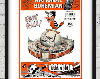 1954 Vintage Baltimore Orioles Scorebook Cover - Digital Reproduction