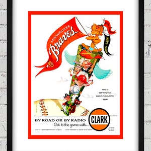 1958 Vintage Milwaukee Braves Program Cover - World Champions - Digital Reproduction