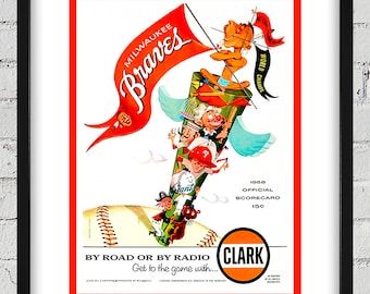 1958 Vintage Milwaukee Braves Program Cover - World Champions - Digital Reproduction
