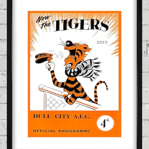 1956 Vintage Hull City Football Club - English Football Program Cover - Digital Reproduction