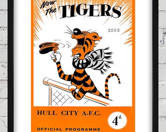 1956 Vintage Hull City Football Club - English Football Program Cover - Digital Reproduction