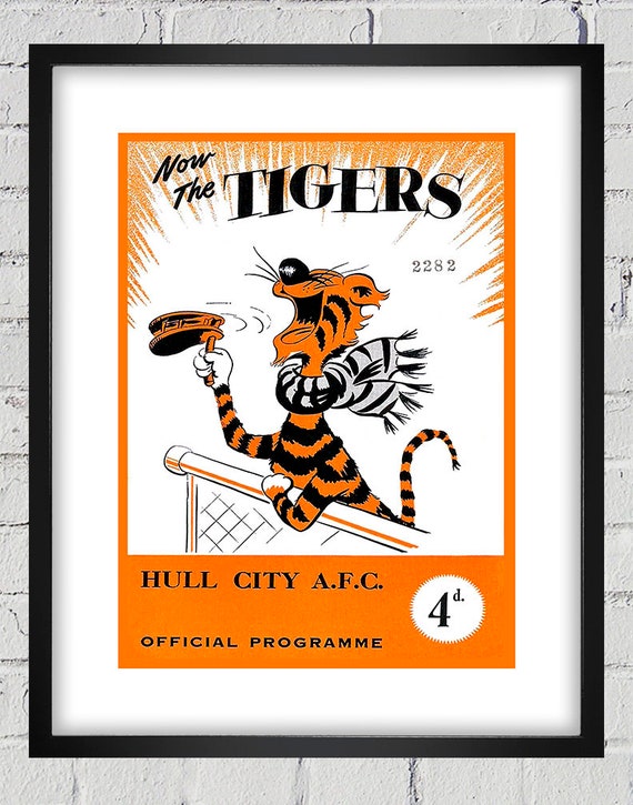 1956 Vintage Hull City Football Club - English Football Program Cover - Digital Reproduction