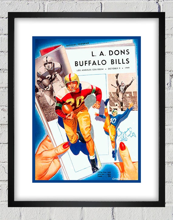 1949 Vintage Buffalo Bills - Los Angeles Dons  Football Program Cover - Digital Reproduction