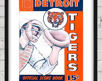 1963 Vintage Detroit Tigers Scorebook Cover - Digital Reproduction