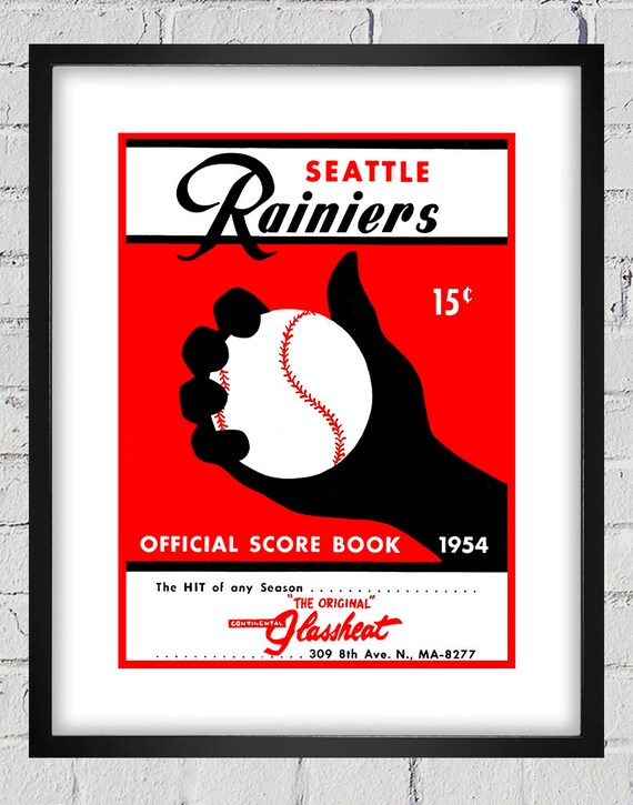 1954 Vintage Seattle Rainiers Baseball Scorebook Cover - Digital Reproduction