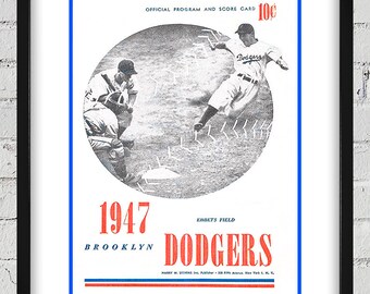 1947 Vintage Brooklyn Dodgers Program Cover - Digital Reproduction