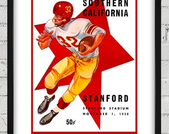 1958 Vintage USC Trojans - Stanford Football Program Cover - Digital Reproduction