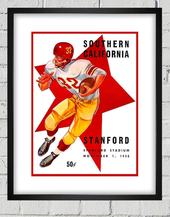 1958 Vintage USC Trojans - Stanford Football Program Cover - Digital Reproduction