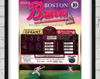1949 Vintage Boston Braves Scorecard Cover - Digital Reproduction