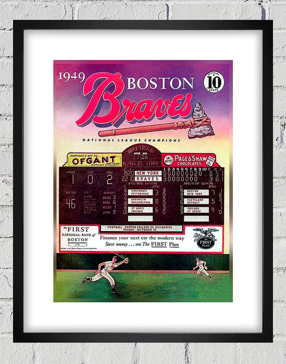 1949 Vintage Boston Braves Scorecard Cover - Digital Reproduction