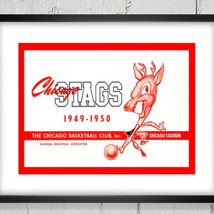 1949-1950 Vintage Chicago Stags Basketball Program Cover - Digital Reproduction