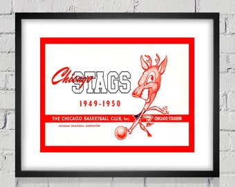 1949-1950 Vintage Chicago Stags Basketball Program Cover - Digital Reproduction