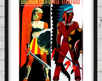 1950 Vintage USC Trojans - Stanford Football Program Cover - Digital Reproduction