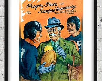 1946 Vintage Oregon State Beavers- Stanford Football Program Cover - Digital Reproduction