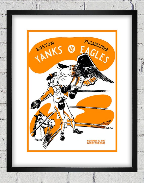 1947 Vintage Boston Yanks - Philadelphia Eagles Football Program Cover - Digital Reproduction