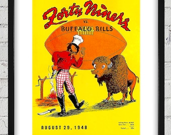 1948 Vintage San Francisco 49ers - Buffalo Bills Football Program Cover - Digital Reproduction