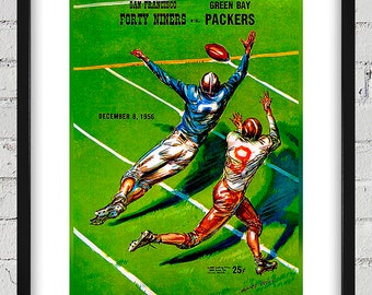 1956 Vintage San Francisco 49ers - Green Bay Packers Football Program Cover - Digital Reproduction