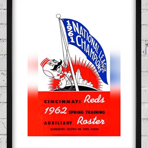 1962 Vintage Cincinnati Reds Spring Training Media Guide Cover - Digital Reproduction