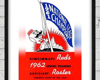 1962 Vintage Cincinnati Reds Spring Training Media Guide Cover - Digital Reproduction