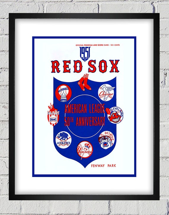1951 Vintage Red Sox Program Cover- American League - Digital Reproduction